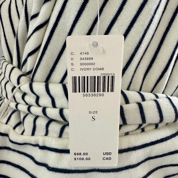 Anthropologie Navy Stripe V Neck Tie Dress - Picture 7 of 8